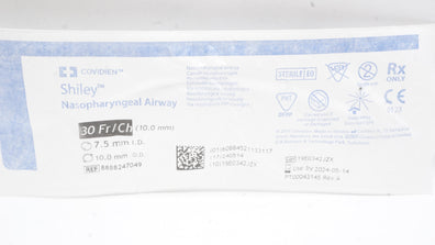 Covidien 8888247049 Shiley Nasopharyngeal Airway 30Fr/Ch 7.5mmID x 10.0mmOD (x)
